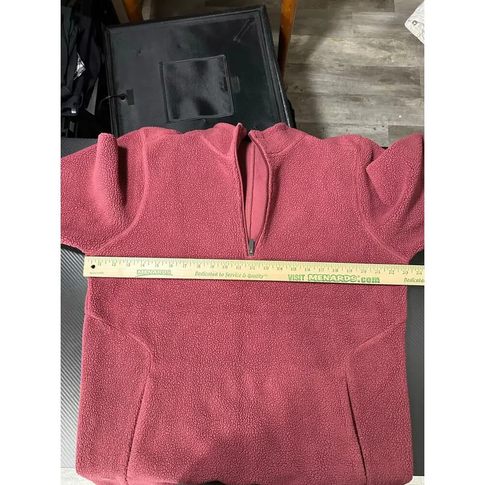 CUTS Clothing High Pile Sherpa Fleece 1/4 Zip Pullover Red Size XL Mens